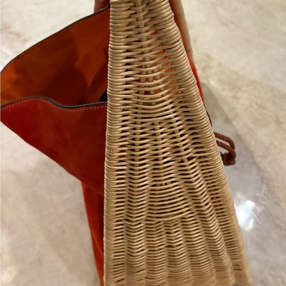 Tory Burch Suede and Wicker Runway Bag